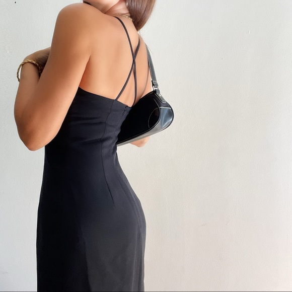 Vintage Carole Little black beaded High Neck Gown 4 Small Minidress - Picture 4 of 4